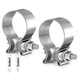 ZEHCLP 80mm 3.15 inch Exhaust Clamp Butt Joint 304 Stainless Steel Band Lap Joint Stainless Steel for Pipes Silver,Narrow Band Muffler Clamp，Catalytic Converters，Mufflers (2, 3.15 inch)
