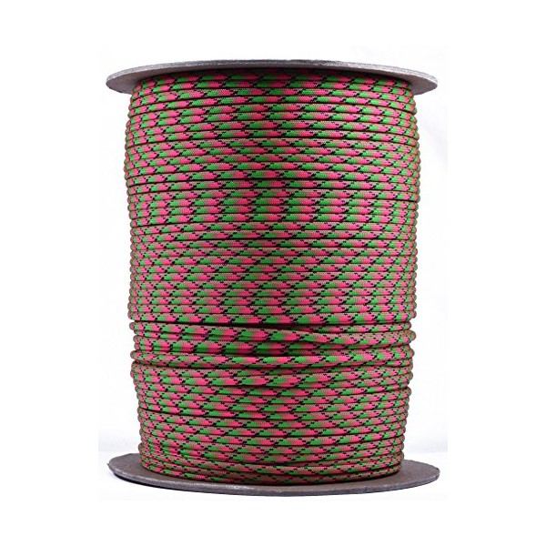 Bored Paracord - 1', 10', 25', 50', 100' Hanks & 250', 1000' Spools of Parachute 550 Cord Type III 7 Strand Paracord Well Over 300 Colors - Watermelon - 100 Feet