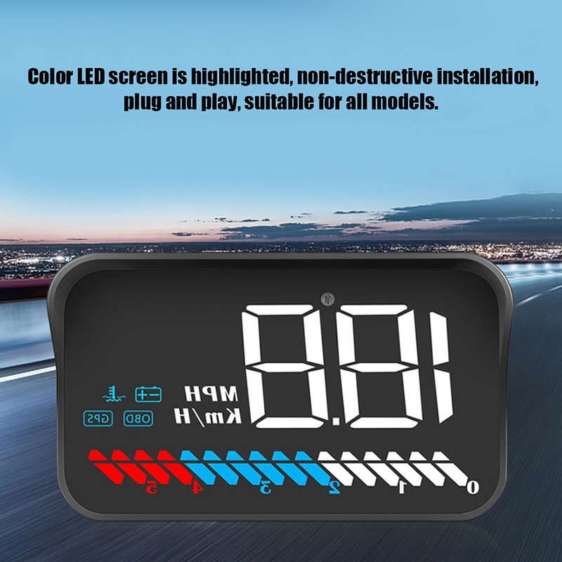 Head Up Display LED Speedometer Color Projection Speed Warning M7