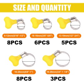 ZIMISI 30PCS Thumb Screw Hose Clamps Assortment Kit, 5/16"-1-1/8"(8-29mm) Stainless Steel Adjustable Key-Type Hose Clamp, Worm Gear Clamps for Automotive, Tube, Plumbing, Pipe, Fuel Line