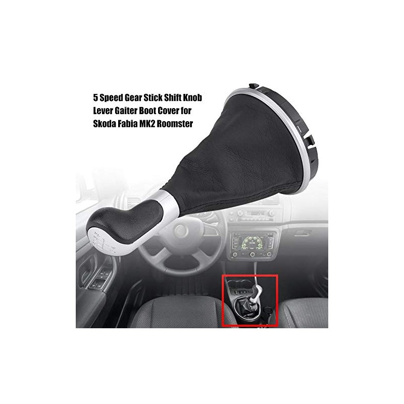 Keenso 5 Speed Gear Shift Knob PU Leather Plastic Gear