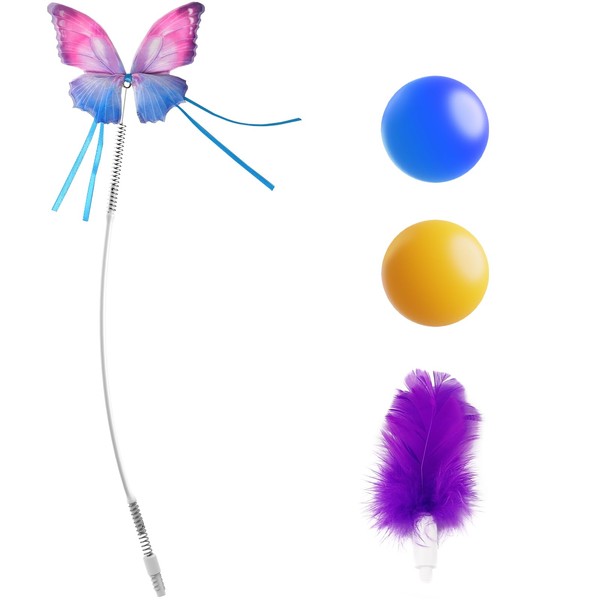HETOO 3-in-1 Interactive Cat Toy Replaceable Track Balls, Handmade Fluttering