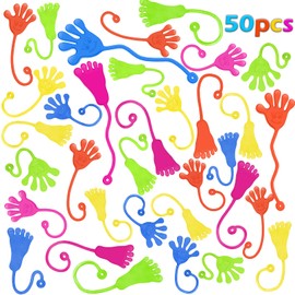 JTGILKFR 50PCS Sticky Hands for Kids Party Favors, Stretchy Slappy Hands Sticky Hand & Feet Goodie bags Stuffers Piñata Fillers Treasure Box Toys for Classroom Prizes Birthday Party Favor Gift