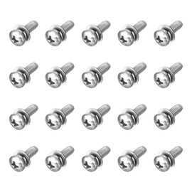 uxcell M4 x 12mm 304 Stainless Steel Phillips Pan Head Machine Screws Bolts Combine with Spring Washer and Plain Washers 20Pcs