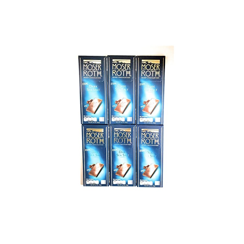 Moser Roth Dark Chocolate/Sea Salt Chocolate Bars, (6) Pack, Germany