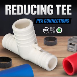 Supply Giant QQUF0034-5 Plastic PEX Poly Alloy Tee Barb Pipe Fitting 3/4'' White (5 Pack)