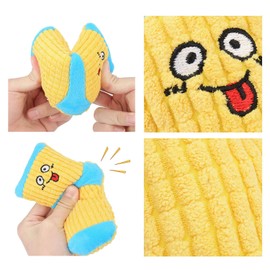 BECHANMIG 2Pcs Dog Squeaky Toys,Stuffed Socks Dog Chewing Toys Bite- Resistant,Small Dog Plush Interactive Toys for Dental Health_Yellow