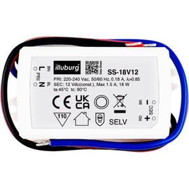 illuburg LED Transformer 12 V 18 W Flicker-Free for LED Strip G4 GU5.3 LED Power Supply Driver Power Supply
