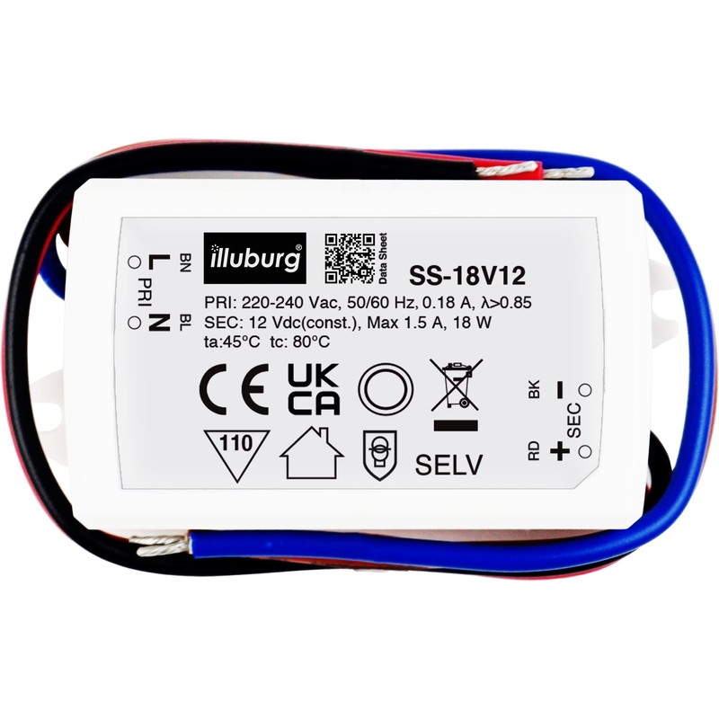 illuburg LED Transformer 12 V 18 W Flicker-Free for LED