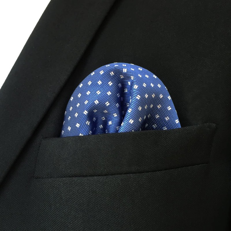 S&W SHLAX&WING Men's Handkerchiefs White Dots Blue for Suit Large