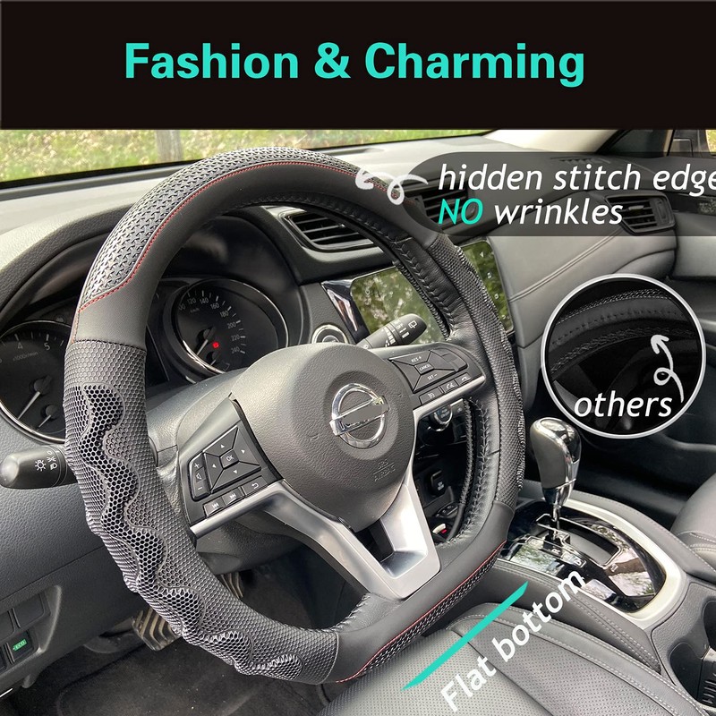 PINCTROT D Shaped 14 Inch Small Sized Steering Wheel Cover