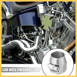 REPAIROCK 5 Pcs AN8 Hex Car Hose Finisher Flexible Rubber Pipe Clamp with Screw Band Adapter Fitting for Oil Fuel Water Tube Silver Tone Auto Replacement Parts