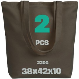 SCANDBAGS Large Fabric Bag, 220 g, High-Quality Cotton Bag with Long Handles, for Printing and Painting, Cotton Bag, Unprinted, Jute Bag, 38 x 42 x 10 cm, Pack of 2, black
