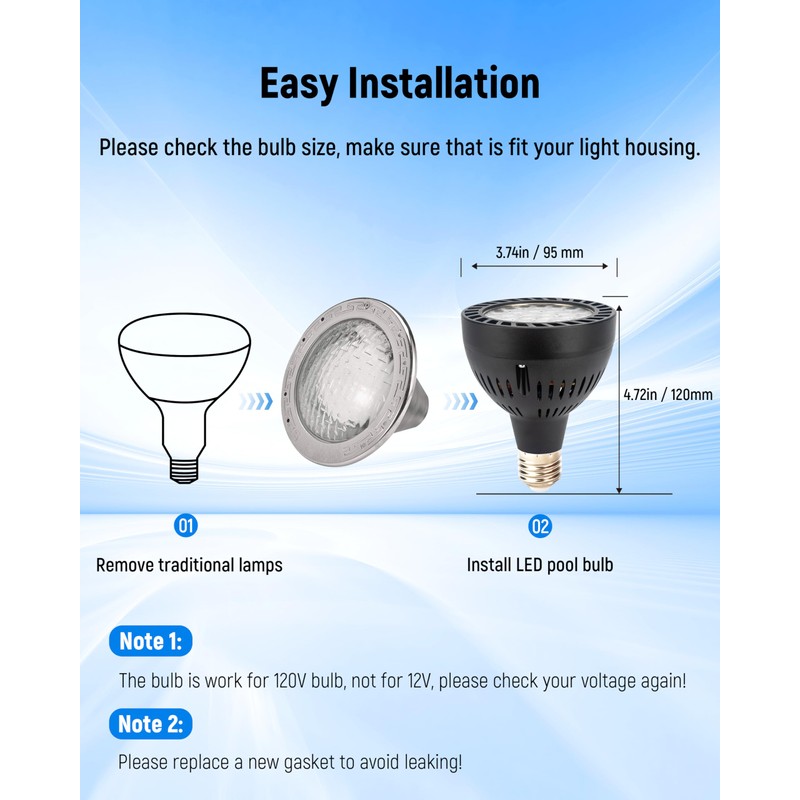 HYMIOR LED Pool Lights for Inground Pool, 120V 65W Swimming