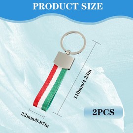 2 llaveros bandera italiana llavero bandera italiana de lona y anillo de metal llavero coche llavero para hombres y mujeres accesorio de moda para llavero