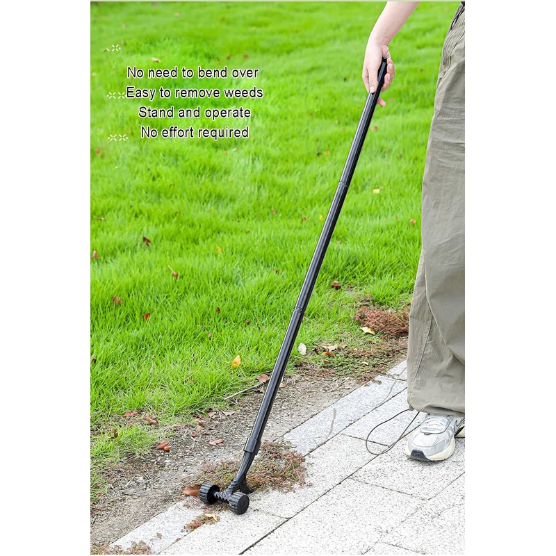 Crevice Weeding Tool with Wheel,Adjustable Handle Length, Allowing for Effortless