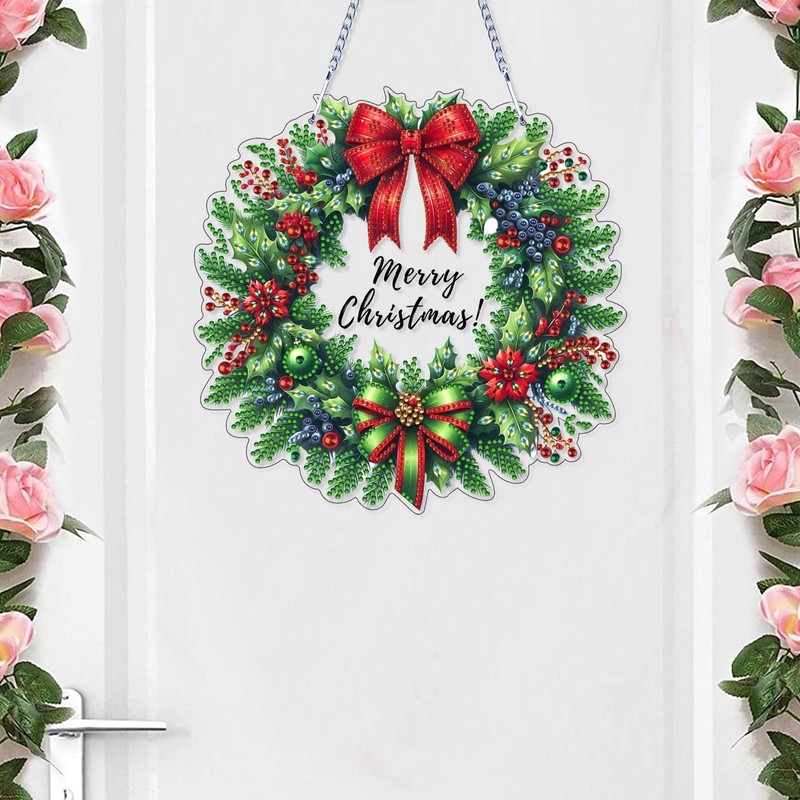 VODAPYC Christmas Wreath Diamond Art Hanging Kit for Adults, DIY