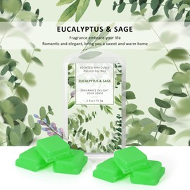 Wax Melts Wax Cubes, Scented Wax Melts, Scented Wax Cubes, Soy Wax Cubes for Warmers, Soy Wax Cubes Candle Melts 2 Pack Eucalyptus & Sage
