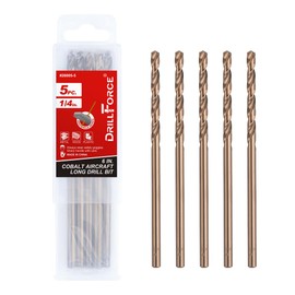 VALYRIANTOOL 1/4 in. x 6 in. Cobalt Aircraft Extension Drill Bits Set(5PCS), M35 High Speed Steel Drill Bit Extra Long Deep Hole Drilling for Stainless Steel, Plastic and Wood