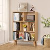 LEYAOYAO Wooden 7 Cube Book Shelf, Natural 3 Tier Bookshelf