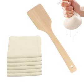 6 Pcs Cheese Cloths for Straining, 50x50cm Muslin Cloths for Cooking Reusable, Cheesecloth Organic Unbleached Cotton with Wooden Spatula for Cooking, Baking, and Strainers