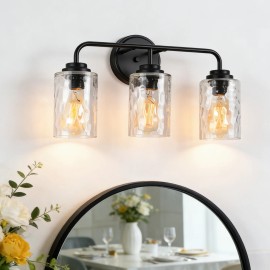 3-Light Clear Glass Glacier Shade Unique Hand-made Lampshade Industrial LED Warm White Wall-Mounted Indoor Light Fixture forLamp Power(W): 60, Lamp Sizes: Mini