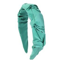 Diadema de moda – Accesorios para el cabello banda de lazo, turbante envolvente de tela bohemia con nudo superior floral (banda plisada – turquesa)