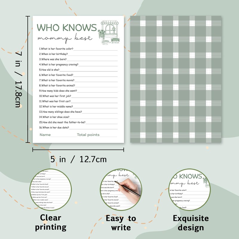 Guess Who Knows Mommy Cards, Locally Grown Baby Shower Game-B03
