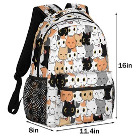 YPPAHHHH Kids School Backpack for Girls Boys School Bag Large Bookbag Lightweight Elementary Laptop Bag Travel Hiking Daypack (cute cat)