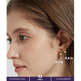 Deliyer Small Huggie Hoop Earrings for Women, Chunky Real K Gold Plated Sterling Silver, S925 Hypoallergenic Jewelry Gift, Wide Thick 0.1oz Comfortable Everyday Earrings Non Tarnish (Gold 0.7 in)