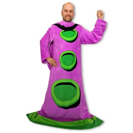 getDigital Purpur Tentakel Ärmeldecke aus Mikrofaser-Fleece - Tragbare Kuscheldecke mit Ärmeln als lustiger Fanartikel zum Retro PC-Spiel Day of the Tentacle - One-Size für Erwachsene 140 x 200 cm