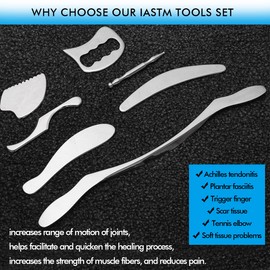 Allshow Gua Sha Scraping Massage Tools Set, IASTM Tool Set, Stainless Steel Guasha Tools, Muscle Scraper Tools for Soft Tissue Therapy (7 Pcs)