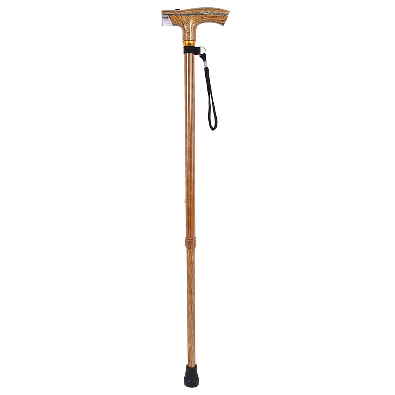 Metal Multi Function Telescopic Flashlight Lightweight Cane (Burlywood Color)