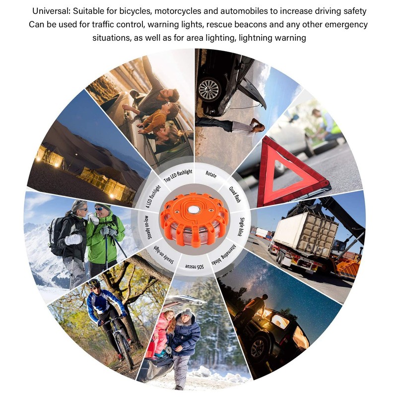 3pcs LED Road Flares Light 9 Modes Waterproof Shock Resistant