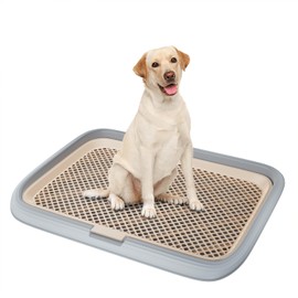 kola panda Large 23.6"x17.7" Dog Potty Tray, Indoor Pet Pee Pad Holder with Mesh Floor,Bathroom Dog Litter Box, Pet Toilet (Gray)