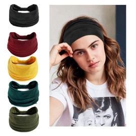 Headbands for Women,Non Slip Fashion Ladies Turban Headband, Solid Color Sports Running Yoga Head Wrap Hairbands Elastic Hair Accessories（5 Colors）