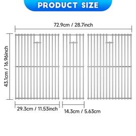 jkxoo 3Pack Stainless Steel Cooking Grates for Nexgrill Replacement Parts 720-0882A Evolution Infrared Plus 5-Burner, Stainless Steel Gas Grills Grates Replacement Parts, Solid Rod Grill Cooking Grids