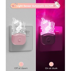 LOHAS-LED Plug in Night Light - Gift for Kids, Night Light with Dusk to Dawn Sensor, Color Changing LED Night Light, Birthday Gift Nightlight for Girls, Kids, Room Decor