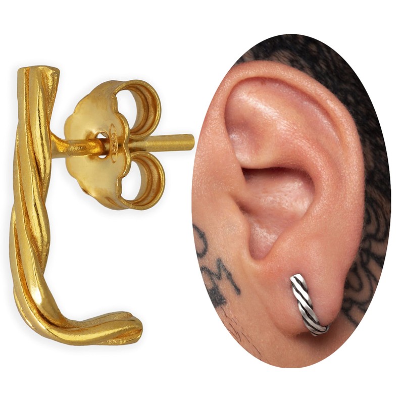 Black Sterling Silver Stud Earrings for Men Earrings Men Huggie