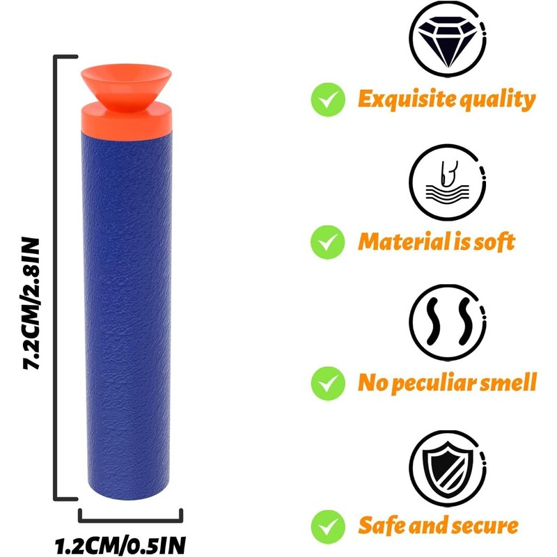 EKIND 100 Pcs Blue Nerf Compatible Darts Premium Quality Soft