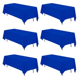 BRILLMAX 6 Pack Royal Blue Tablecloths 70 x 120 Inch for 6ft or 8ft Rectangle Tables - Rectangular Bulk Linen Polyester Fabric Washable Cloth Cover for Wedding Reception Banquet Birthday Party