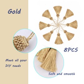 Fenghuangwu - 8 borlas coloridas para lazo de cordón, elegante accesorio hecho a mano, decoración del hogar (dorado)