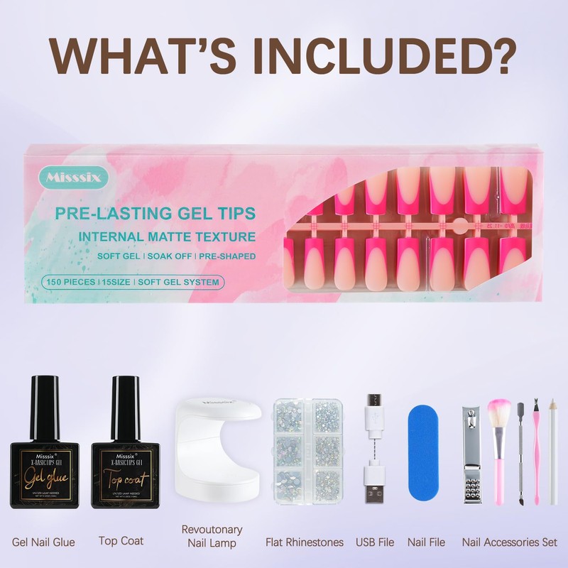 Misssix French Tip Press On Nails, 150Pcs French Gel Nail