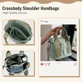 Travel Tote Bag for Women, Canvas Tote Purse Shoulder Crossbody Bag with Multi-Pockets, Vintage Tote Bags for Work, School. (Green)