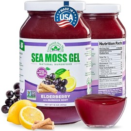 EverSmith Organics Wildcrafted Irish Sea Moss Gel | Hecho En Usa | Rico En Vitaminas Y Minerales | Gel De Musgo De Mar Crudo | Suplemento Nutricional | Saúco (16 Oz)