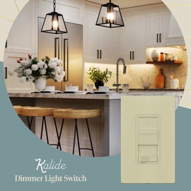 TOPGREENER Digital Dimmer Light Switch for 200W Dimmable LED/CFL Lights, Single Pole/3-Way LED Slide Dimmer Light Switch, Neutral Wire Not Required, UL Listed, TGSDS3-I, Ivory, 1 Pack