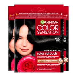 Garnier Color Sensation Color Retouch Permanent Hair Color for Regrowth Covers 100% of Gray Hair Easy Application Black Color - 3 Tints