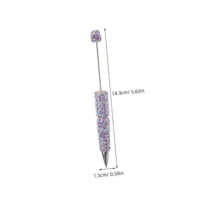 FRCOLOR 2pcs Beadable Ballpoint Pens Sparkling Rhinestones Ink Bead Pen