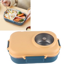 Pissente - 304 Stainless Steel Thermal Lunch Box with Spoon, Chopsticks and Soup Bowl, Double Layer, 3 Compartments, Food Storage
