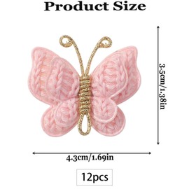 Crovakeu 12 Pack Handmade Knitted Butterfly Hair Clips with Wool Bows- Soft Yarn Barrettes for Girls & Women, Delicate Hair Accessories for Thin/Thick Hair